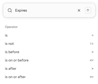 Filter conditions
